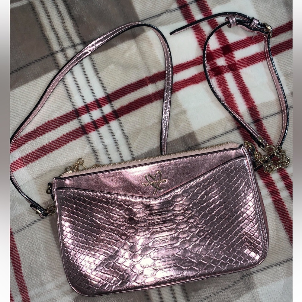 victoria secret pink metallic should mini bag